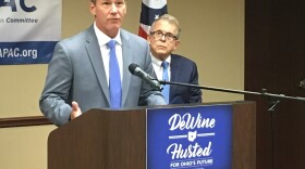Jon Husted (left) and Mike DeWine accepted the Ohio State Medical Association's endorsement on July 11.