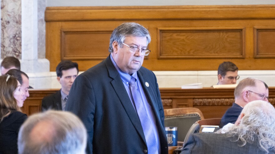 Rep. Ken Rahjes, an Agra Republican, supports a bill incentivizing recent law school graduates to practice and remain in rural areas. He appears here on March 18, 2025, on the House floor in Topeka, Kansas.