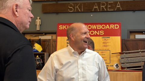 Former U.S. Sen. John E. Sununu won the Republican nomination for Senate on Sept. 8, 2026. Here he celebrates with supporters at McIntyre Ski Area in Manchester.