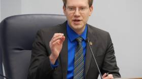 Rep. Lance Pruitt, R- Anchorage, during a House minority press availability Thursday. Pruitt introduced a fiscal plan. (Photo by Skip Gray/360 North)