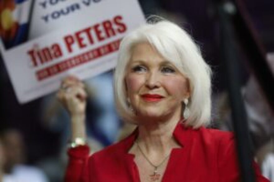 FILE - Former Mesa County Clerk Tina Peters at the Colorado Republican State Assembly on Saturday, April 9, 2022. 