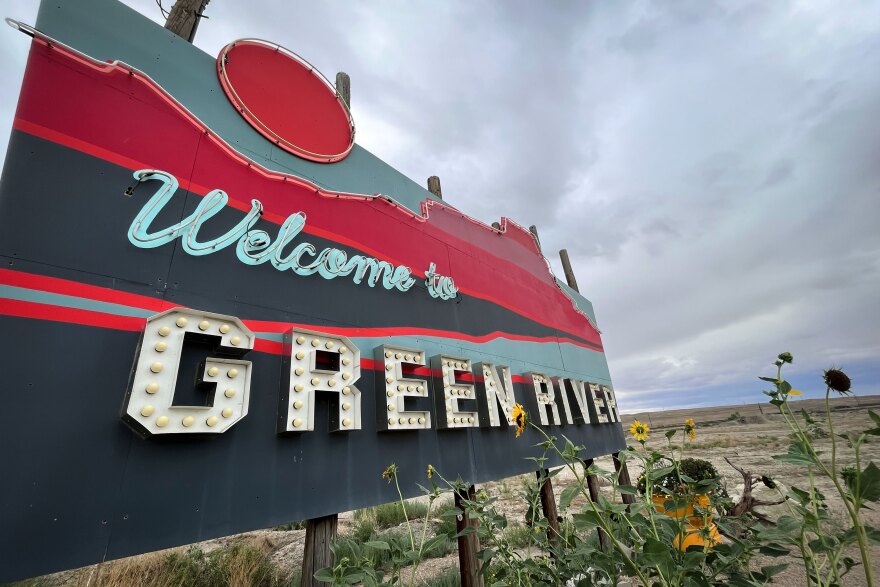 The sign along the I-70 business loop that welcomes you to Green River, Utah, Aug. 18, 2024.