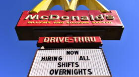 A McDonald's in South Bend advertising that it's hiring for jobs.