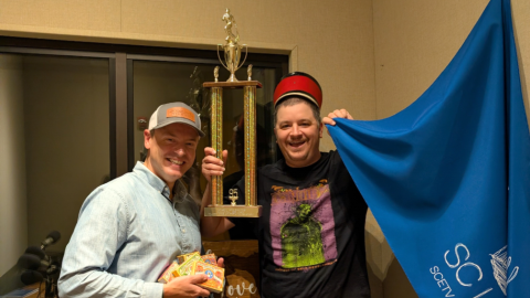 Host Gavin Jackson (left) with SC Lede producer A.T. Shire, "Just two dudes being bros."