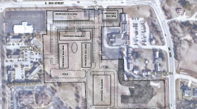 A layout of the vacant 10 acres compared to what the development could be in the future.