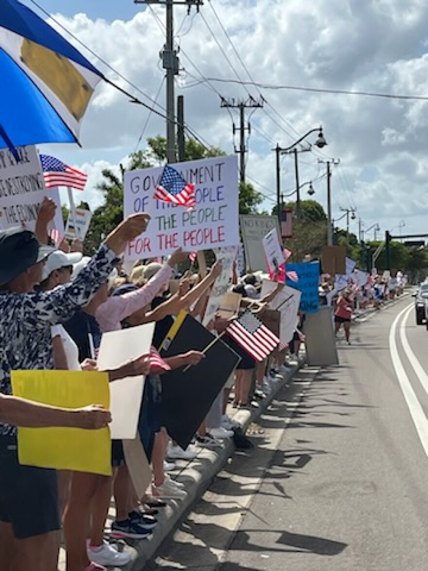 Crowds line 41 near the Collier County Courthouse protest Saturday