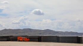 What appear to be border wall bollards were stacked at a newly cleared plot of land south of Van Horn, Texas on Thursday, June 4, 2026.