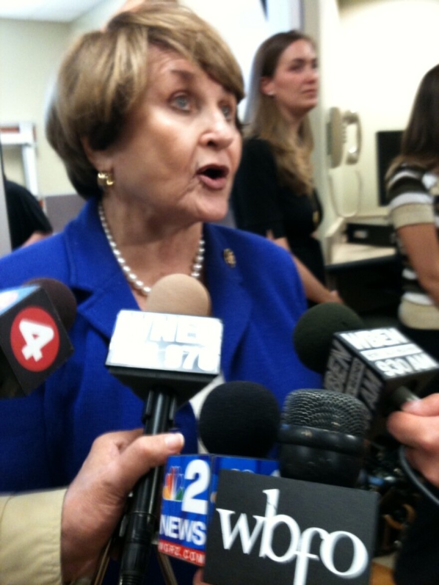 Congresswoman Louise Slaughter talks with reporters about BP oil spill