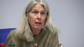 FILE - Jill Hruby, U.S. Department of Energy Under Secretary for Nuclear Security and Administrator of the National Nuclear Security Administration addresses the media during the 66th General Conference of the IAEA (International Atomic Energy Agency) in Vienna, Sept. 28, 2022. The top priority continues to be restarting production activities given the world's deteriorating security environment, Hruby recently told a congressional subcommittee. (AP Photo/Theresa Wey, File)