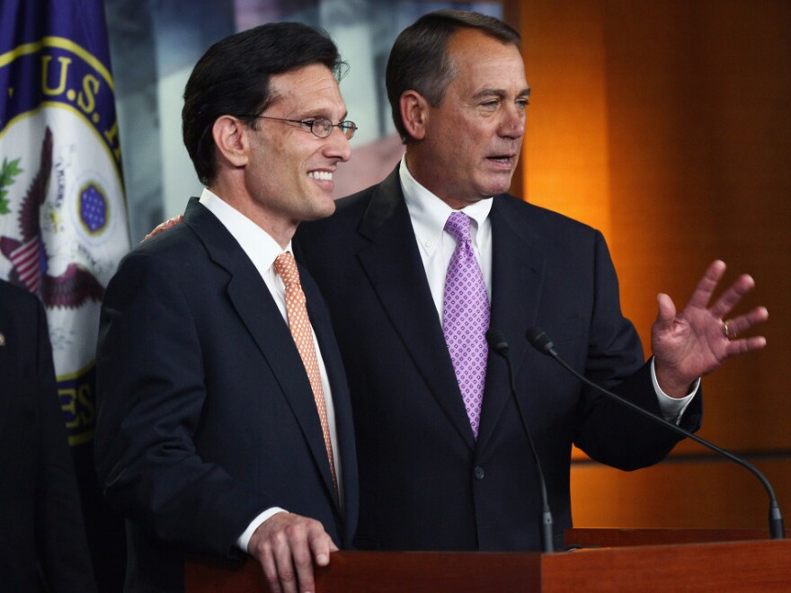 House Speaker John Boehner House Majority Leader Eric Cantor answer questions during a press conference on a balanced budget amendment at the U.S. Capitol July 14, 2011. Economists say many conservatives believe the answer to the economy's woes is a dramatic reduction in spending, but that could be risky.
