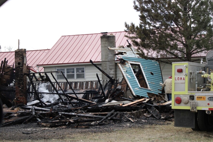 A house on Main St. in Denton, MT burned by the West Wind Fire, Dec. 2, 2021.