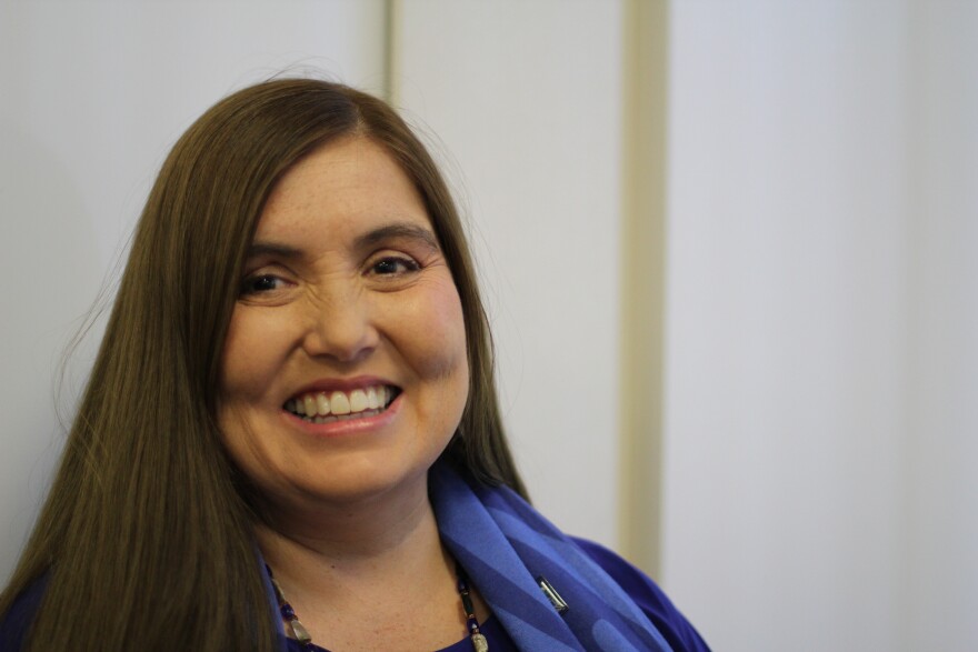 Ingrid Cumberlidge is a nominee for the 2018 Alaska Teacher of the Year. She teaches third grade in Sand Point. (Photo by Wesley Early, Alaska Public Media - Anchorage)