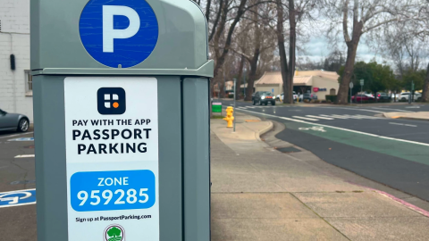 Parking kiosk located on East First Street in Chico, Calif. on February 3, 2025.