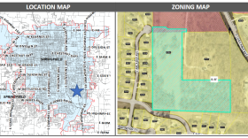 Two maps from the revised preliminary plat for Chimney Rock.