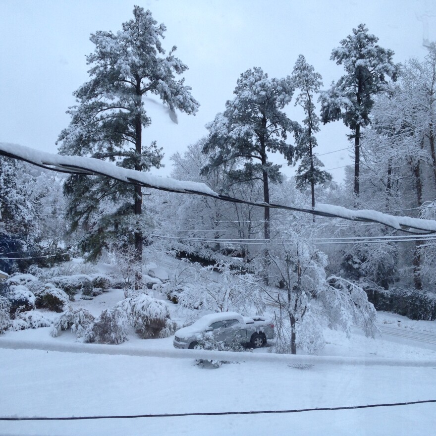 Heavy snow on power lines in Durham