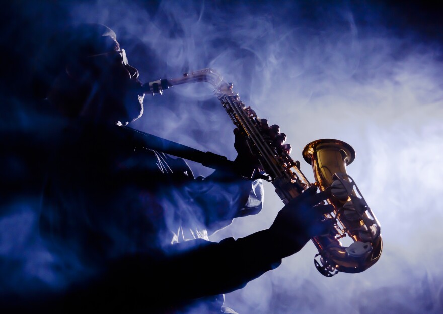 Jazz musician playing the saxophone,