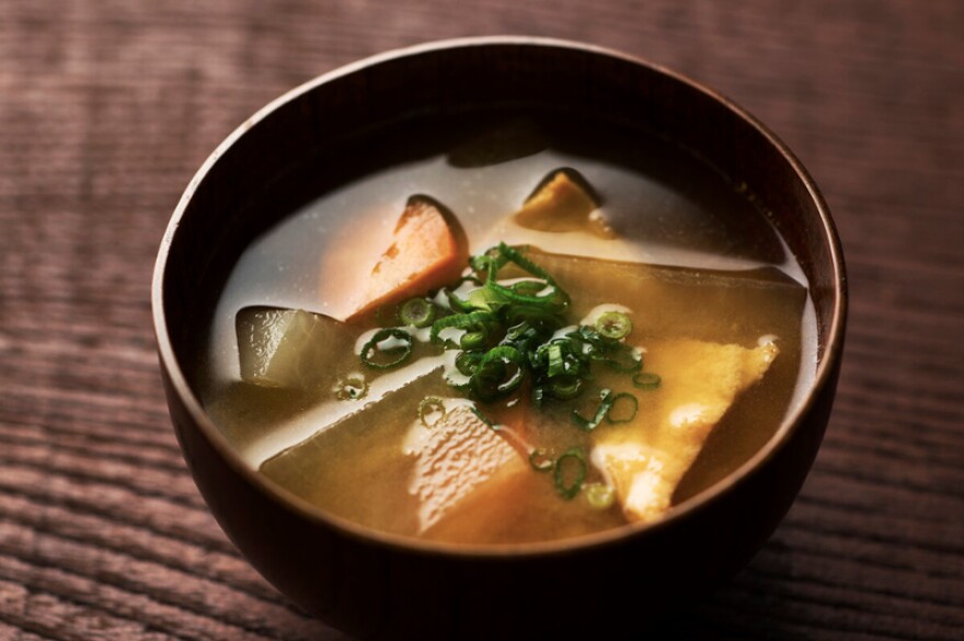 Miso soup is one dish made with dashi, a Japanese broth packed with umami flavor.