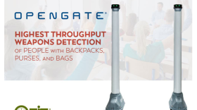A promotional image from ceia-usa.com featuring the OpenGate weapons detection pillars.