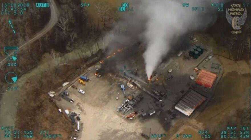Helicopter view of the Belmont County well explosion for