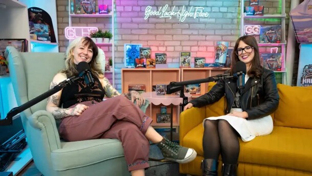 Meghan Wolff (left) and Maria Bartholdi host and produce Good Luck High Five, a podcast on the trading card game Magic the Gathering for 13 years. They also host a YouTube channel playing Magic games with guests.