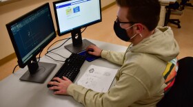 A high school student in Elkhart takes a career and technical education class in computer-aided design.