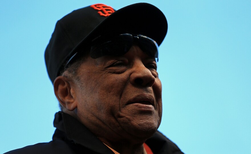 Willie Mays, on the field before a World Series game in San Francisco, in 2012.