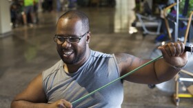 Aaron Murray, 30, works out at Paraquad in St. Louis. Murray was paralyzed from the waist down during a home invasion in 2012. 
