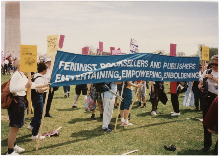 A group from Naiad Press at the March on Washington for Lesbian, Gay and Bi Equal Rights and Liberation