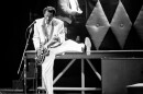FILE - In this Oct. 17, 1986 file photo, Chuck Berry performs during a concert celebration for his 60th birthday at the Fox Theatre in St. Louis, Mo. Berry died March 18, 2017 at the age of 90. His last album, "Chuck," will be released on Friday, June 9, a fitting finale from the man who melded blues, rhythm and blues and country music into a sound that changed the cultural landscape. (AP Photo/James A. Finley, File)