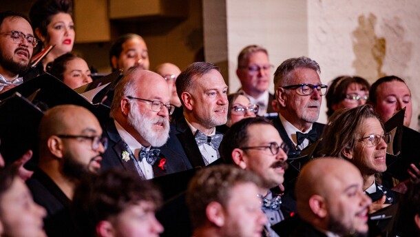 Singers perform at a church. 