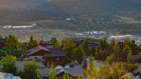 Homes are seen in Park Meadows, behind Park City High School, prior to the demolition of Treasure Mountain Junior High School.