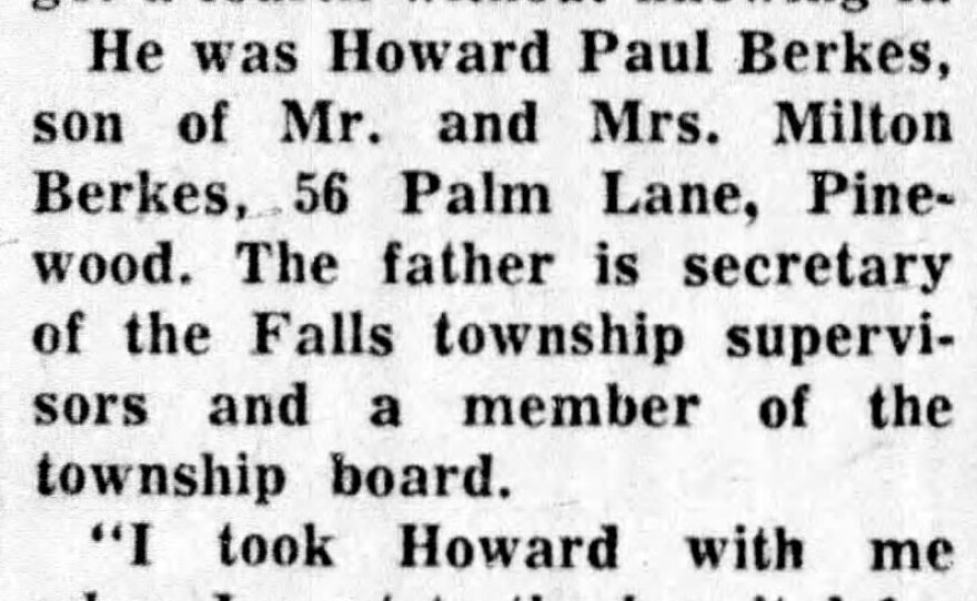 A newspaper clipping from the 1950s describes Howard Berkes' accidental "extra" vaccination for polio when he was a child.