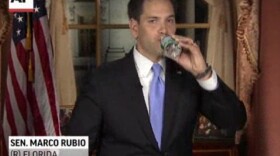 FILE - In this file frame grab from video, Florida Sen. Marco Rubio takes a sip of water during his Republican response to President Barack Obama's State of the Union address, Tuesday, Feb. 12, 2013, in Washington. (AP Photo/Pool, File)
