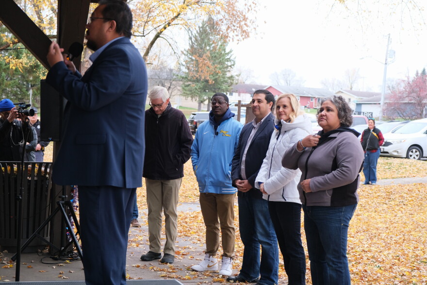 Wisconsin Democratic Gubernatorial Candidate David Crowley and other democrats on the ballot make a stop at Hodag Park in Rhinelander on Tuesday, October 27, 2026 to encourage people to get out and vote.