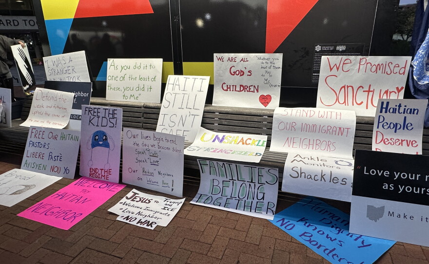 Advocacy signs for 40-mile march to Columbus.
