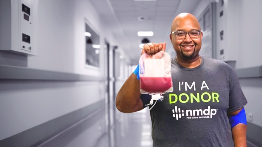 Anthony Austin, evening anchor at First Coast News, donates bone marrow which will be transplanted into a leukemia patient.