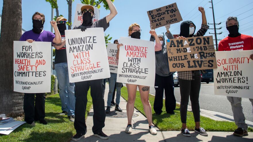 On Friday, employees at many online retailers, grocery store chains and package-delivery services protested what they describe as unsafe working conditions amid the COVID-19 pandemic.