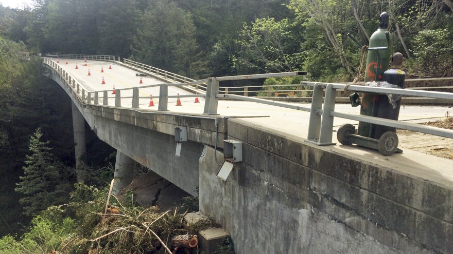 Damage to the Pfeiffer Canyon Bridge in Big Sur, Calif., caused by heavy rains, has stranded residents and denied access to tourists in the popular area.