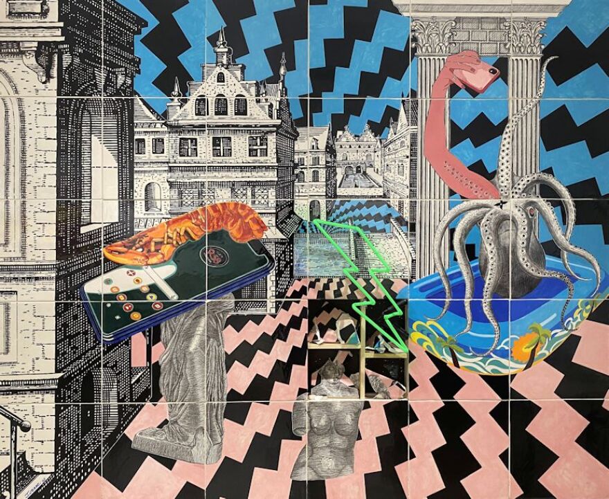 Contemporary artist Ivonne Ferrer's ceramic mural is among the works that the Museum of Contemporary Art of the Americas is exhibiting at the Marco Island Center for the Arts.