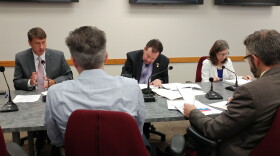 Hamilton County Commissioner Chris Monzel (left) lays out his opposition to the sales tax hike.