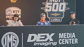 (Left to right) Colton Herta, Scott Dixon and Rinus VeeKay will be the three drivers in the front row for the 105th running of the Indianapolis 500.