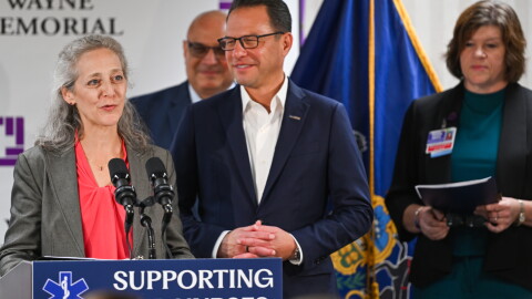 State health secretary Dr. Debra Bogen and Gov. Josh Shapiro celebrated the launch of the Nurse Shortage Assistance Program Tuesday at Wayne Memorial Hospital.