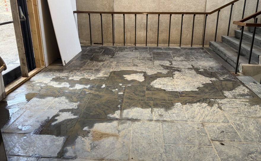Signs of water damage in one of the fine arts buildings on ISU's campus.