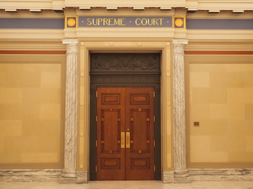 The entrance to Oklahoma Supreme Court chamber in the Oklahoma Capitol.
