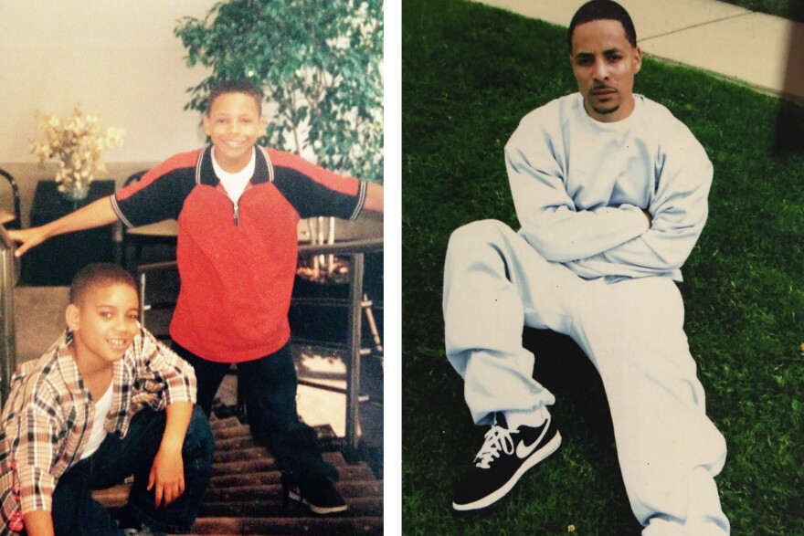 <strong>Left: </strong>Jarvis-Cedeño's two sons as boys: Josef Jarvis, standing, is now incarcerated. Elijah Cedeño is in a master's program. <strong>Right: </strong>Josef Jarvis, permitted to wear civilian clothes for a family visit at the maximum-security federal prison in Allenwood, Penn., is scheduled for release next year.
