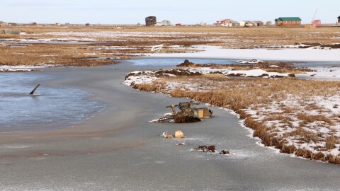 The remants of Typhoon Halong damaged the majority of infrastructure in Kipnuk. Photos from Oct. 25, 2025.