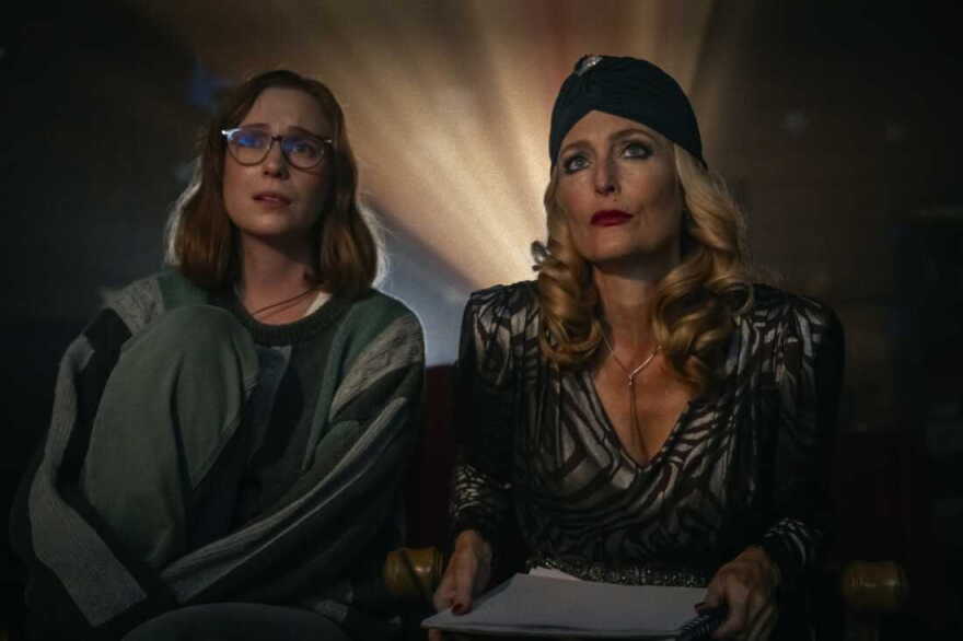 Hannah Einbinder and Gillian Anderson in Teenage Sex and Death at Camp Miasma.