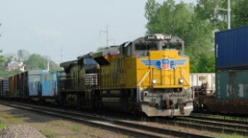 A train on Missouri railroad tracks