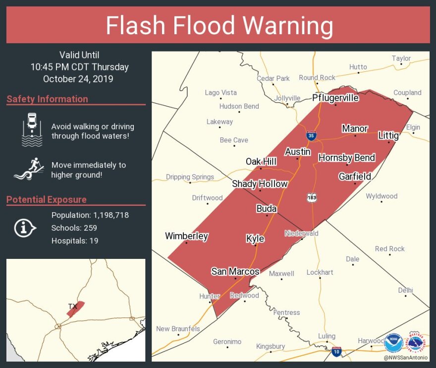 A line of severe storms is moving through Central Texas.