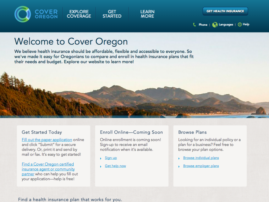 Cover Oregon's website asks people to fill out a paper application online, and then submit it electronically or by mail.